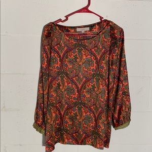 Loft Coral Paisley Blouse Med Like New beautiful !